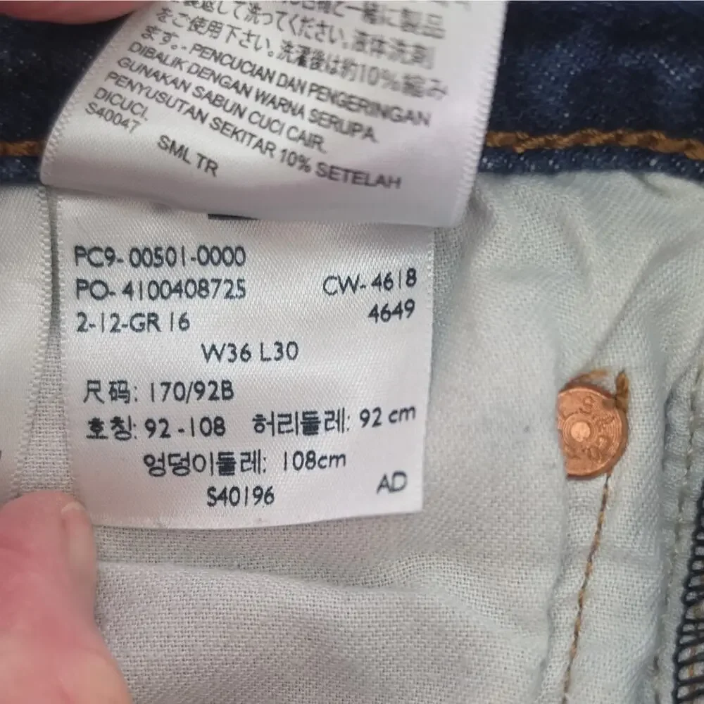 Levi's Men's 501 Series Blank Tag Straight Jeans Blue Medium Wash Button Fly 36